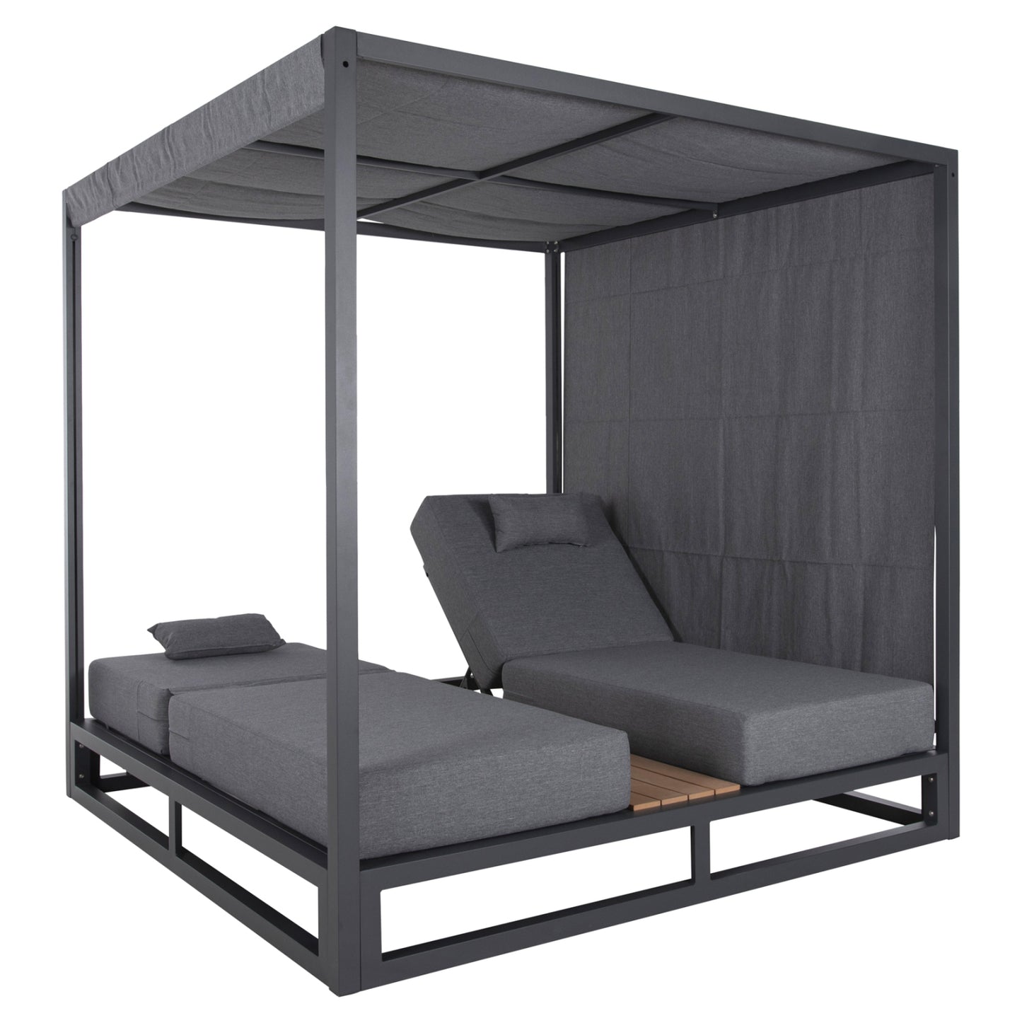 Double Lounge Sunbeds In A Cube With Sunshades Gallant Hm6097.01 Aluminum In Grey 2x2x2m