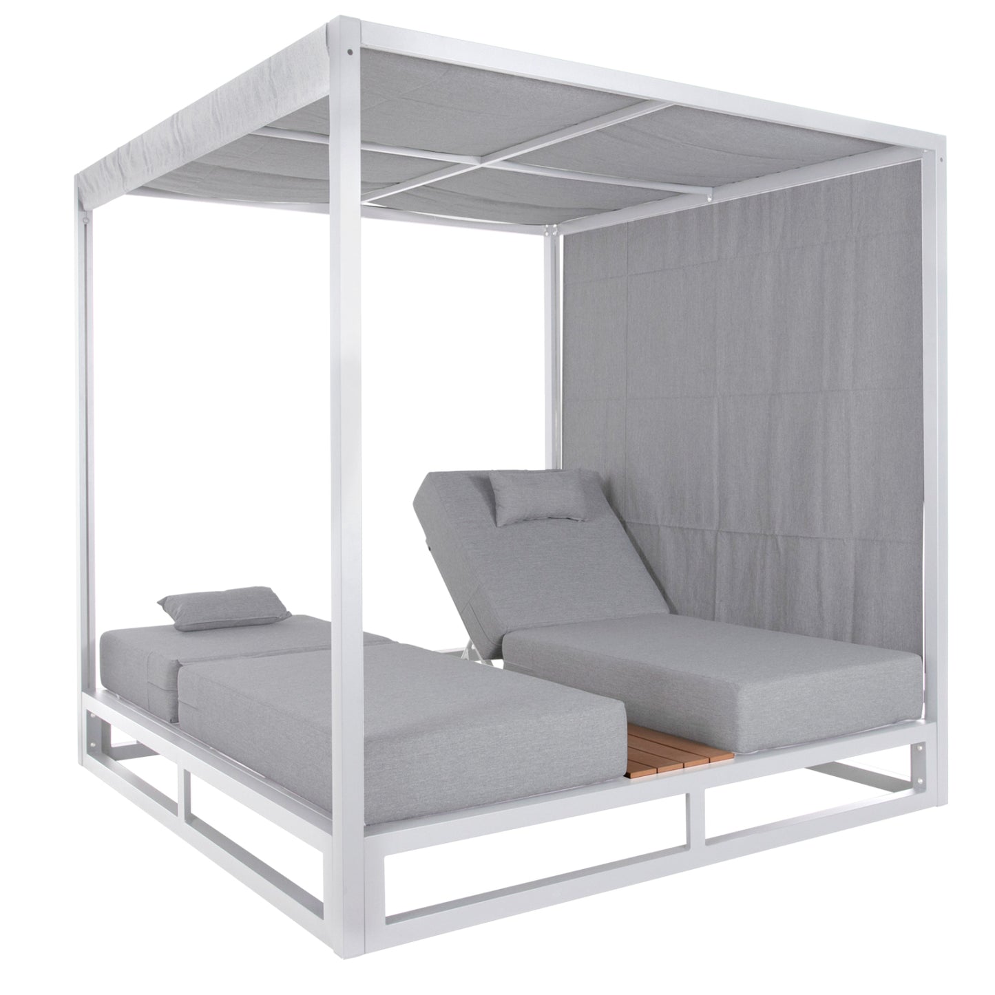 Double Lounge Sunbeds In A Cube With Sunshades Gallant Hm6097.02 Aluminum In White 2x2x2m