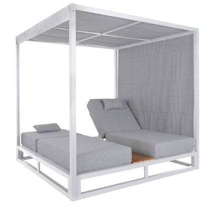 Double Lounge Sunbeds In A Cube With Sunshades Gallant Hm6097.02 Aluminum In White 2x2x2m