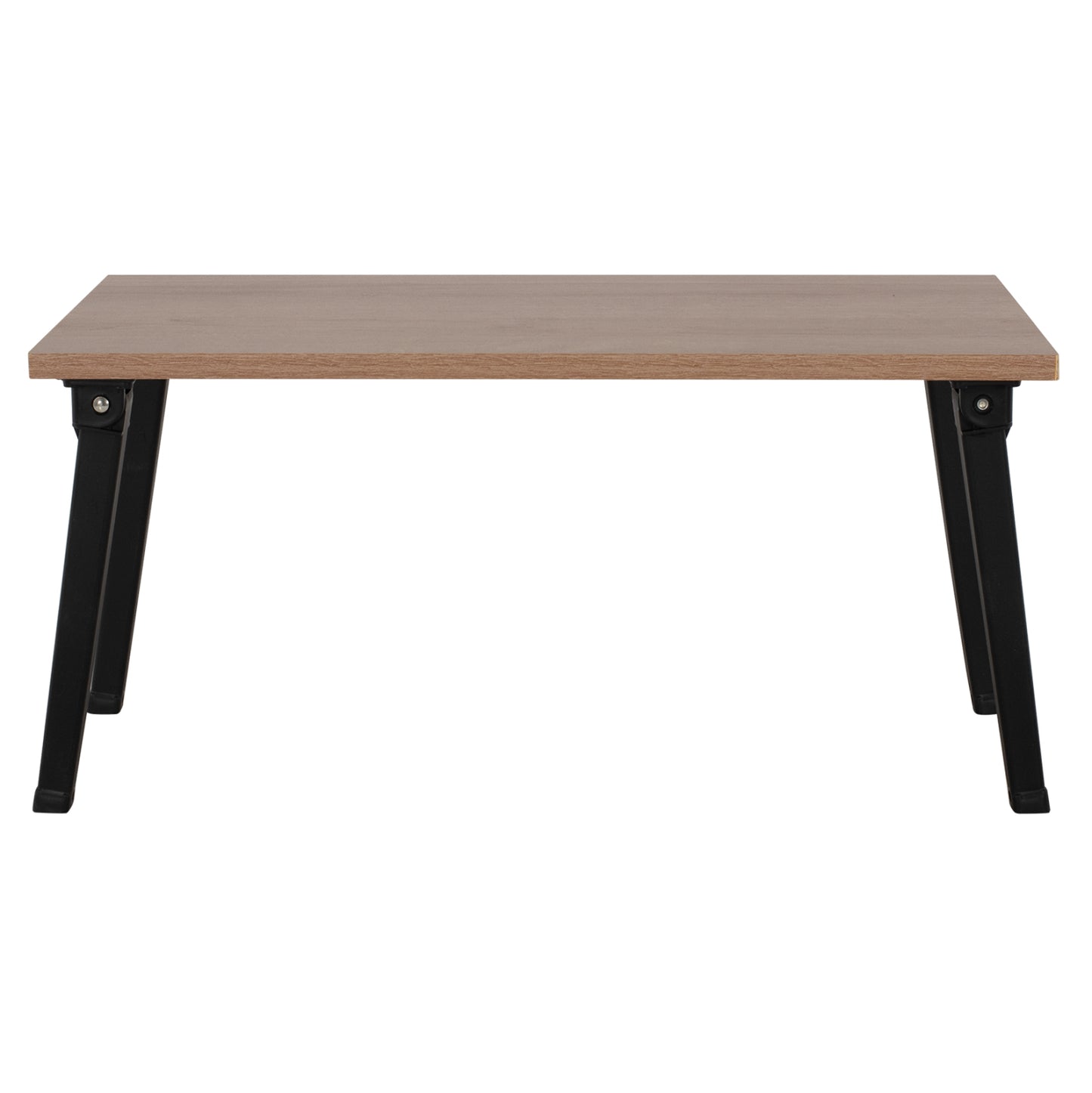 Side Table/bed Tray Britta Hm8965.11 Foldable Black Metal Legs-melamine In Walnut 60x34x29hcm.