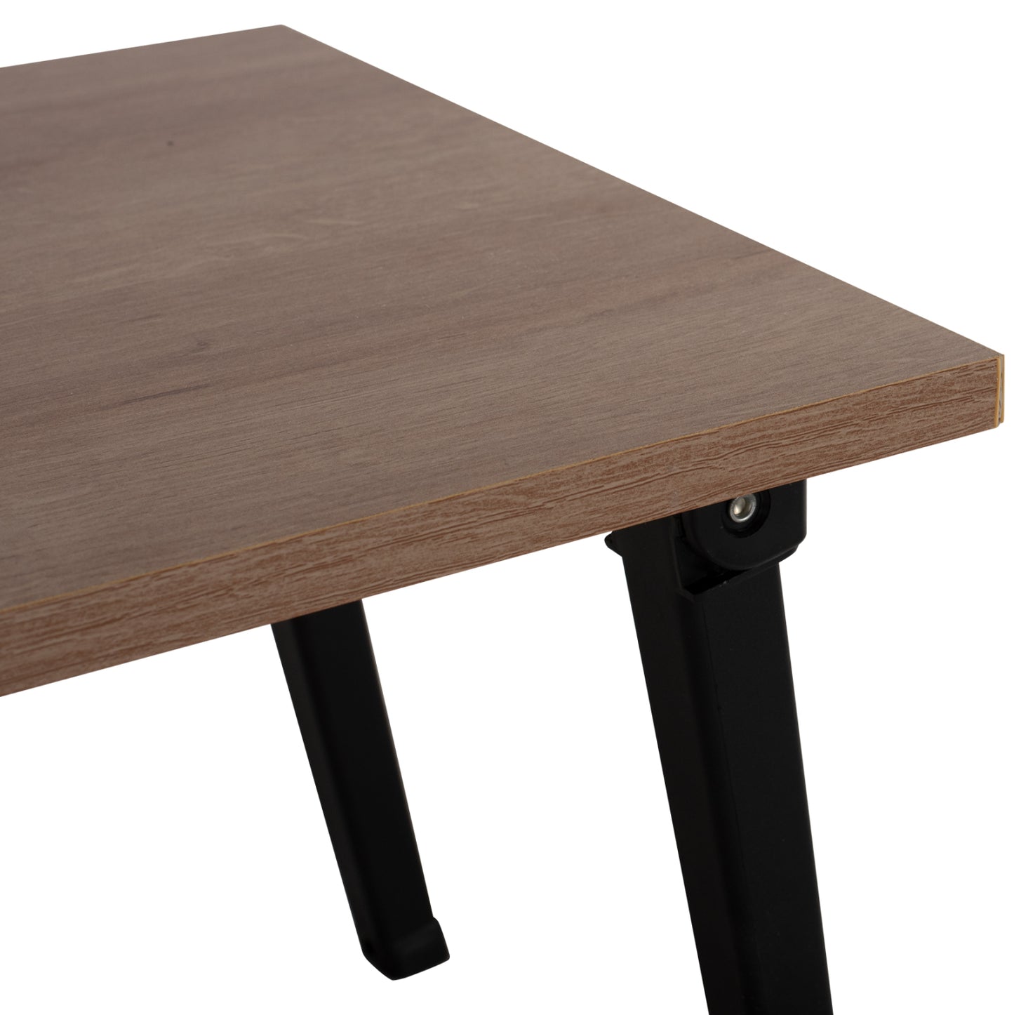 Side Table/bed Tray Britta Hm8965.11 Foldable Black Metal Legs-melamine In Walnut 60x34x29hcm.
