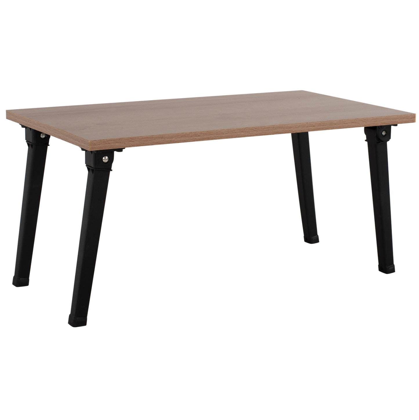 Side Table/bed Tray Britta Hm8965.11 Foldable Black Metal Legs-melamine In Walnut 60x34x29hcm.
