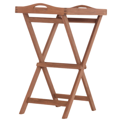Serving Tray On Foldable Stand Barnaby Hm4580 Teak Wood In Natural Color 63x40x77hcm
