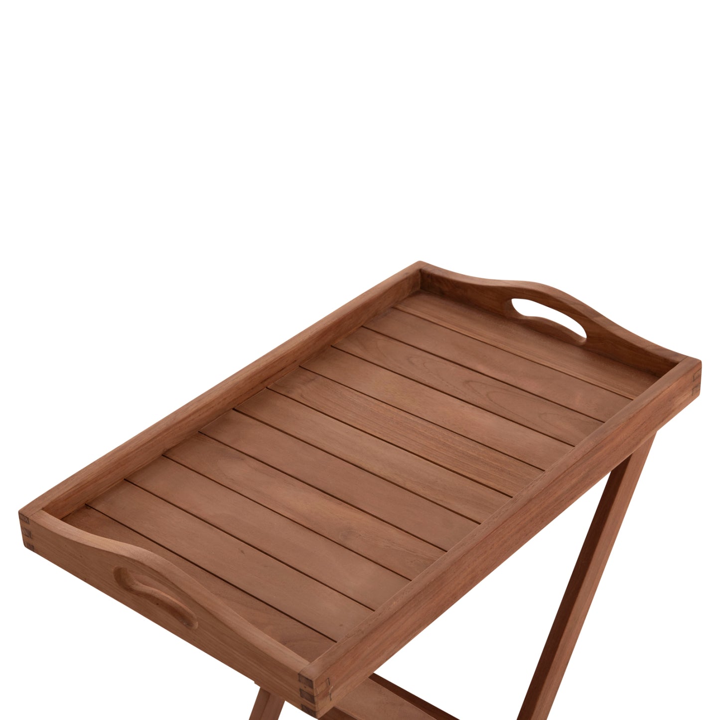 Serving Tray On Foldable Stand Barnaby Hm4580 Teak Wood In Natural Color 63x40x77hcm