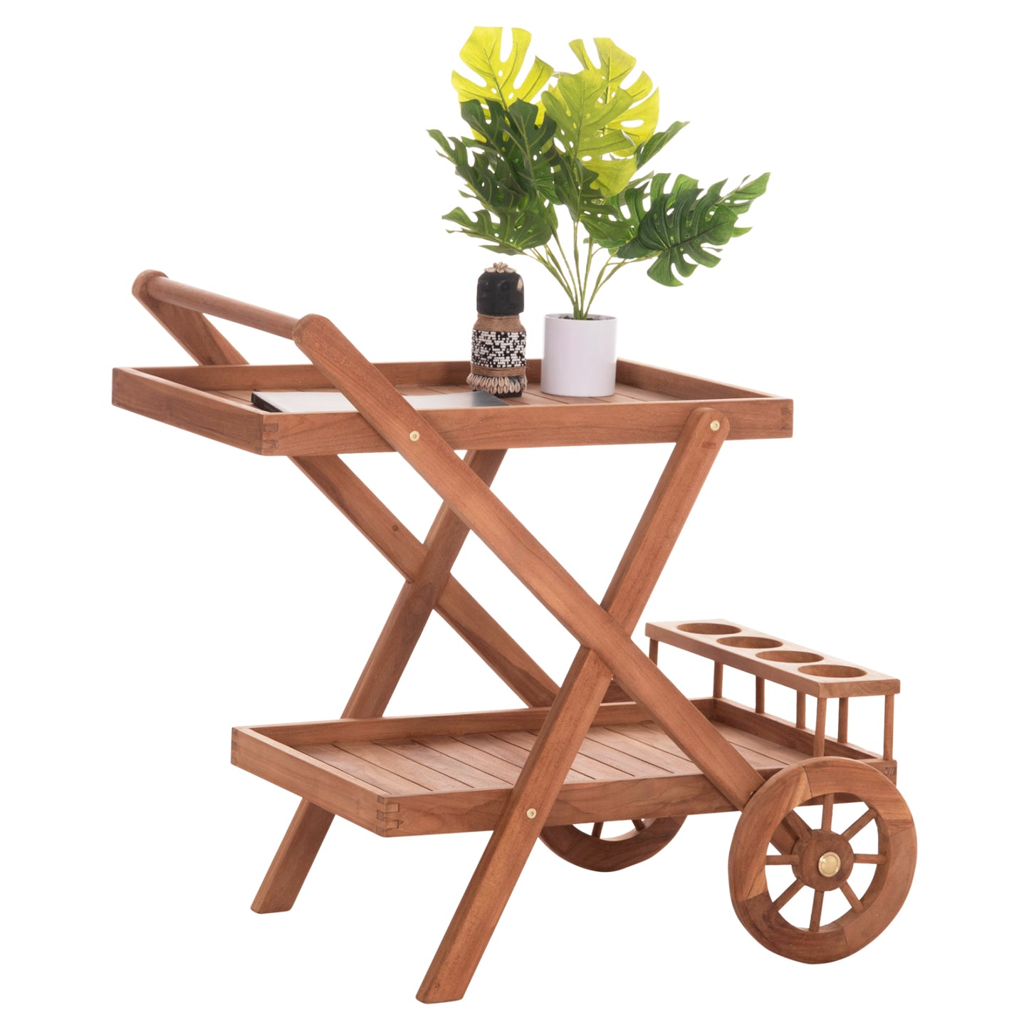 Serving Trolley Alfred Hm4579 Teak Wood In Natural Color 86x56x80hcm.