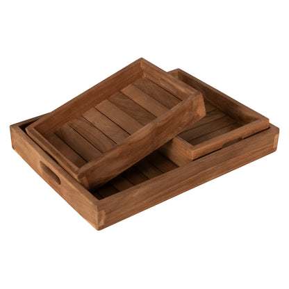 Trey Set 3pcs Hm7894 Teak Wood In Natural Color 39x29x7cm.