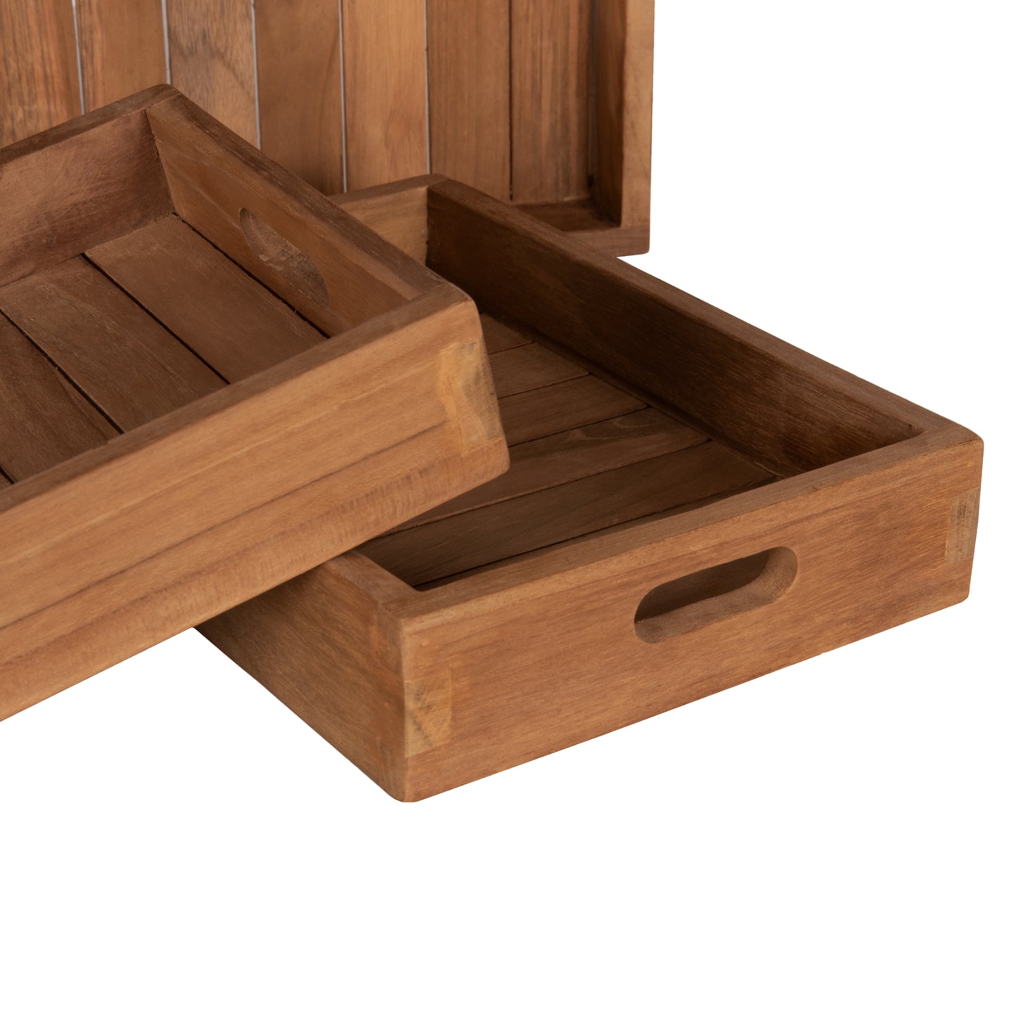 Trey Set 3pcs Hm7894 Teak Wood In Natural Color 39x29x7cm.