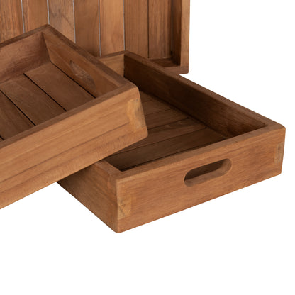 Trey Set 3pcs Hm7894 Teak Wood In Natural Color 39x29x7cm.