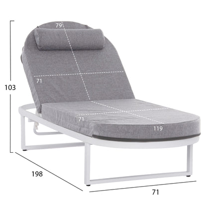 Professional Sunlounger Mallow Hm10715.01 White Aluminum & Grey Cushion 198x71x40,5-103hcm.