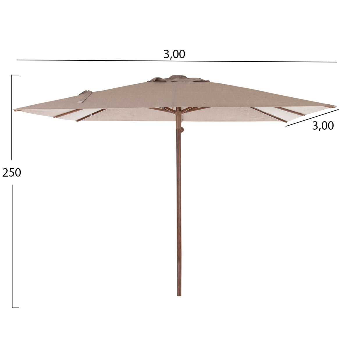 Professional Umbrella 3x3m Gladell Hm6604.02 Beige Shade-heat Transfer Aluminum