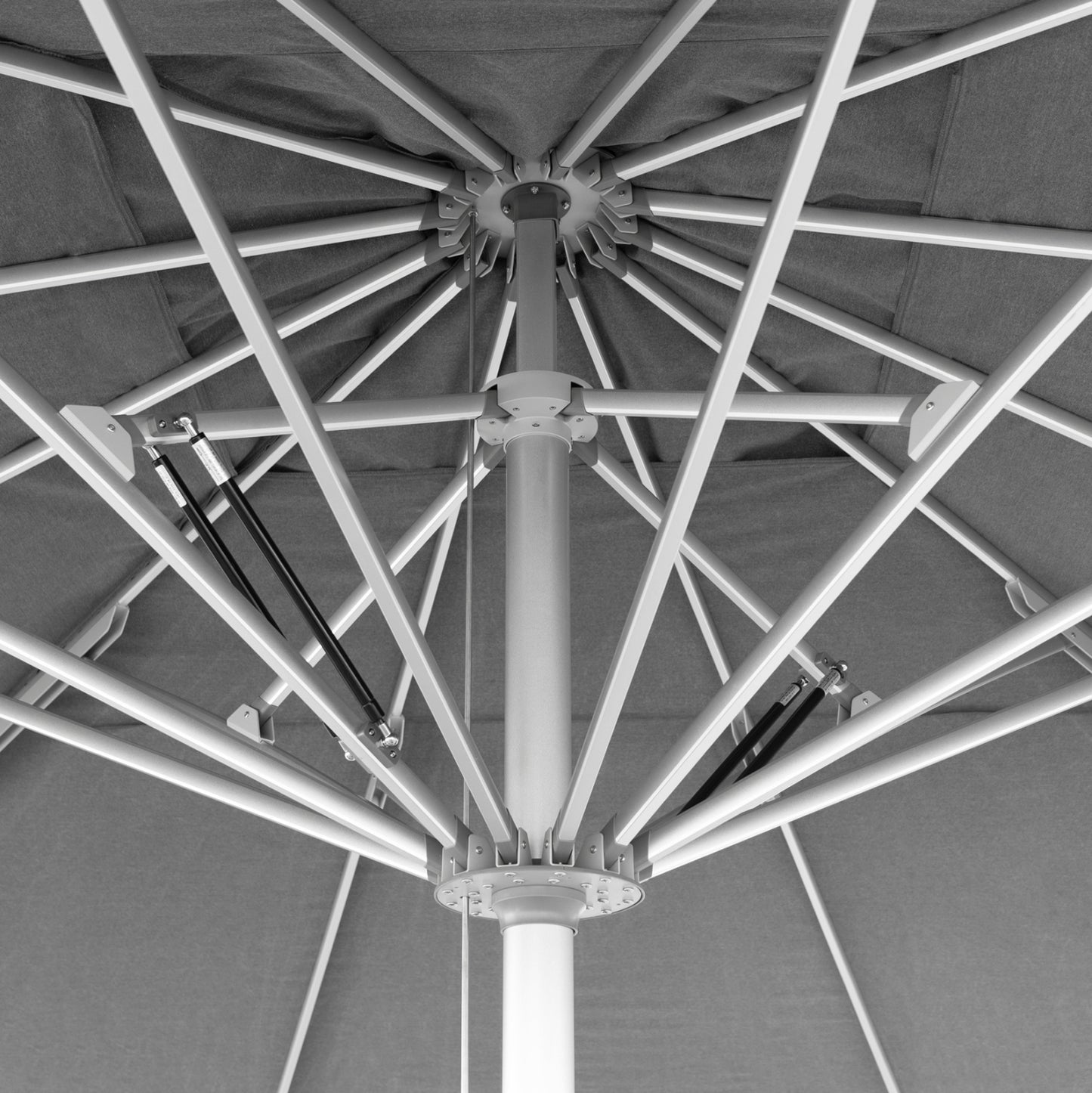 Professional Aluminum Umbrella 5x5m Pollin Hm6606.01 Acrylic Shade In Grey