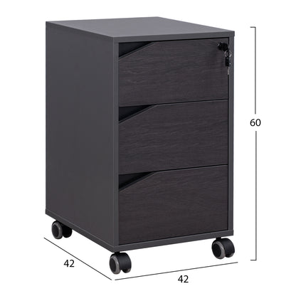 Professional Office Drawer With Wheels Rosewood Hm2108 40x42x60Ηcm