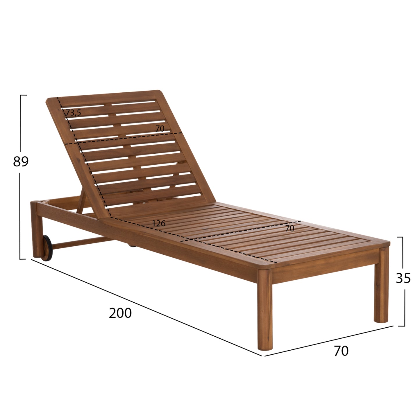 Professional Sunlounger Luella Hm6545 Acacia Wood--natural Color 200x70x89hcm.