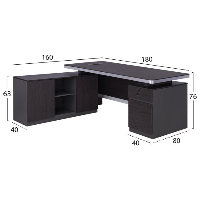 Professional Office Left Corner Hm2092l Rosewood 180x160x76cm