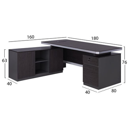 Professional Office Left Corner Hm2092l Rosewood 180x160x76cm