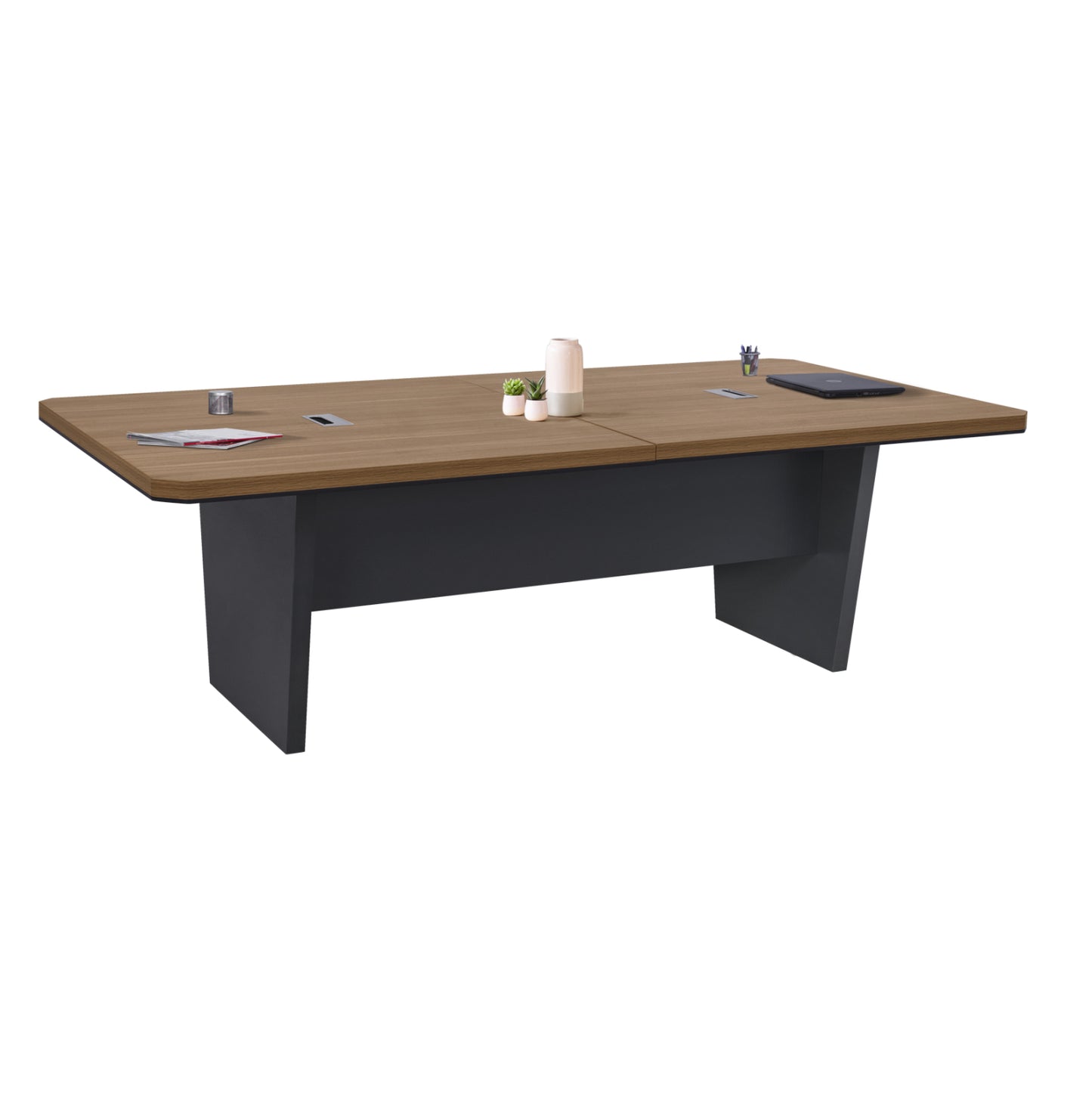 Professional Conference Desk Hm2361 In Natural And Dark Grey 240x120x75cm
