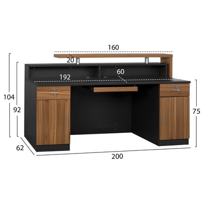 Professional Reception Desk Supreme 200x62x104 Hm2362