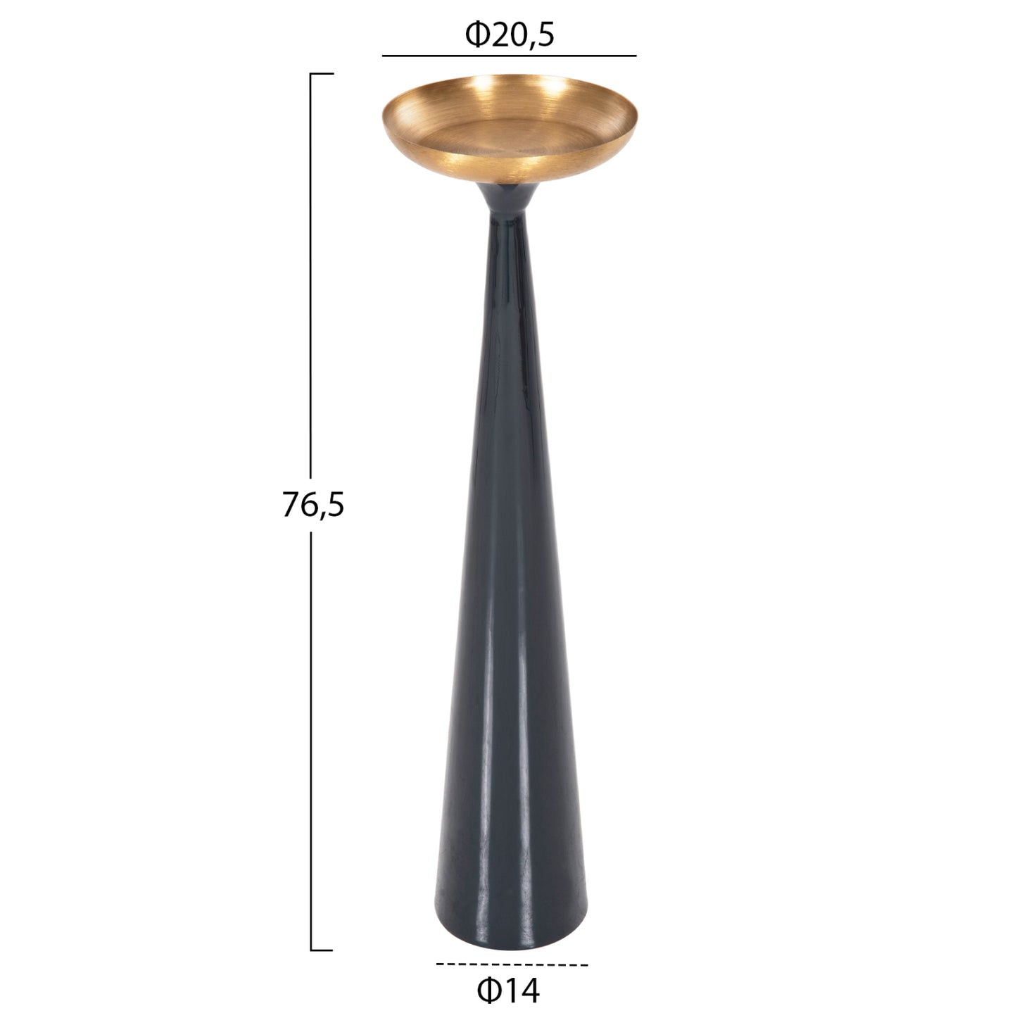 Floor Candlestick (pillar) Guntur Hm4382 Metal In Blue Anthracite-gold Φ20,5x76.5hcm.