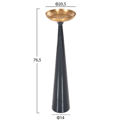 Floor Candlestick (pillar) Guntur Hm4382 Metal In Blue Anthracite-gold Φ20,5x76.5hcm.