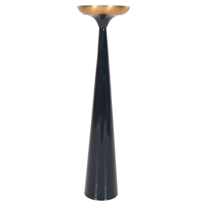Floor Candlestick (pillar) Guntur Hm4382 Metal In Blue Anthracite-gold Φ20,5x76.5hcm.