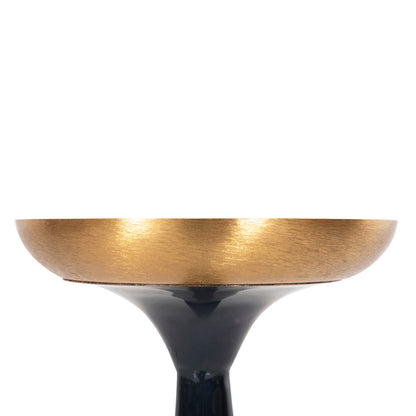 Floor Candlestick (pillar) Guntur Hm4382 Metal In Blue Anthracite-gold Φ20,5x76.5hcm.
