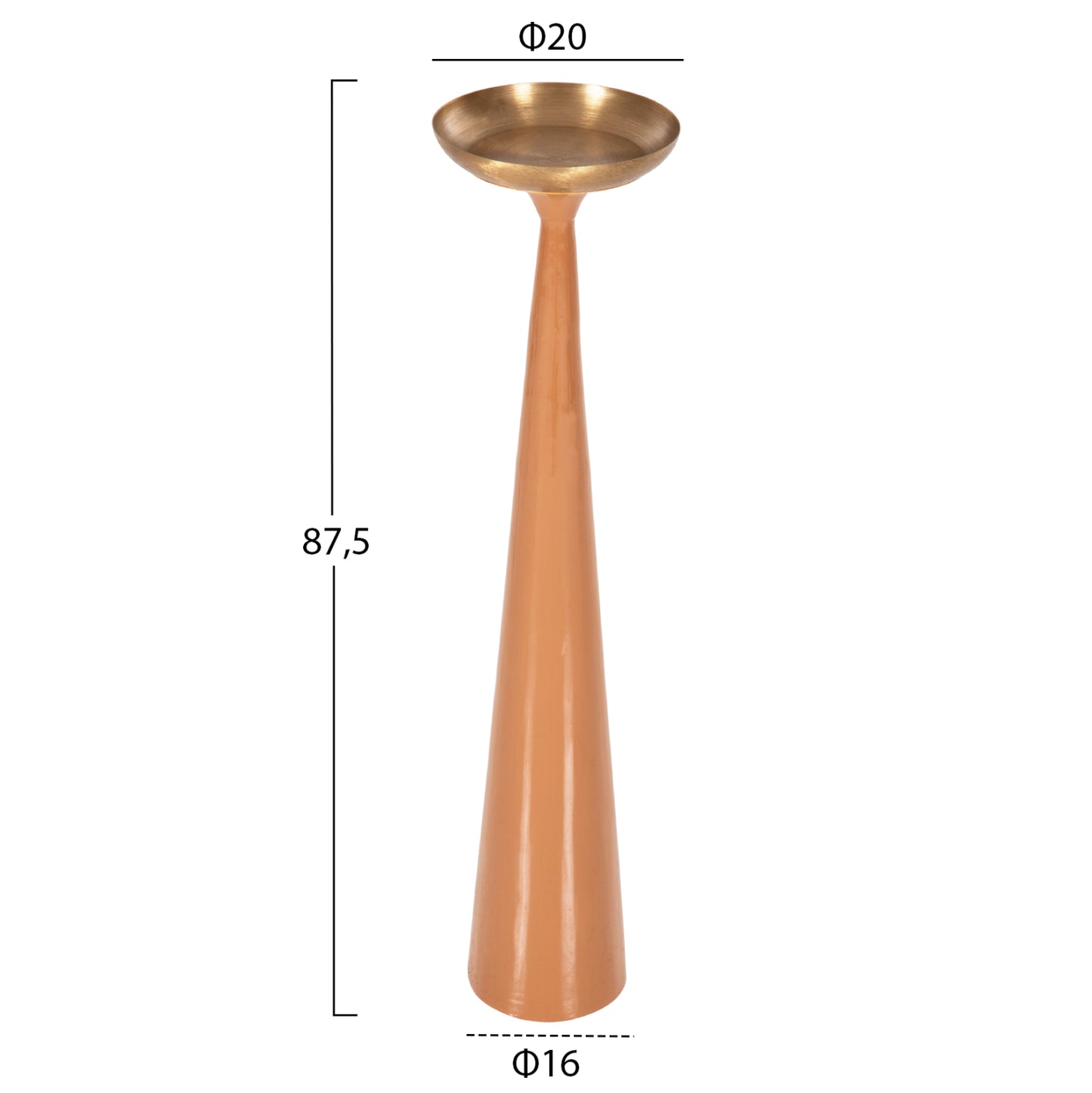 Floor Candlestick (pillar) Guntur Hm4383 Metal In Salmon-gold Φ20x87.5hcm.
