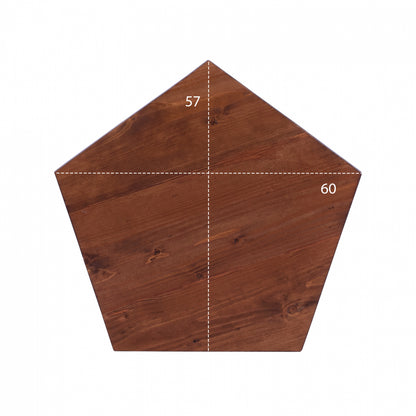 Table Surface 5 Corners From Solid Fir In Walnut Color 60x57x4 Cm