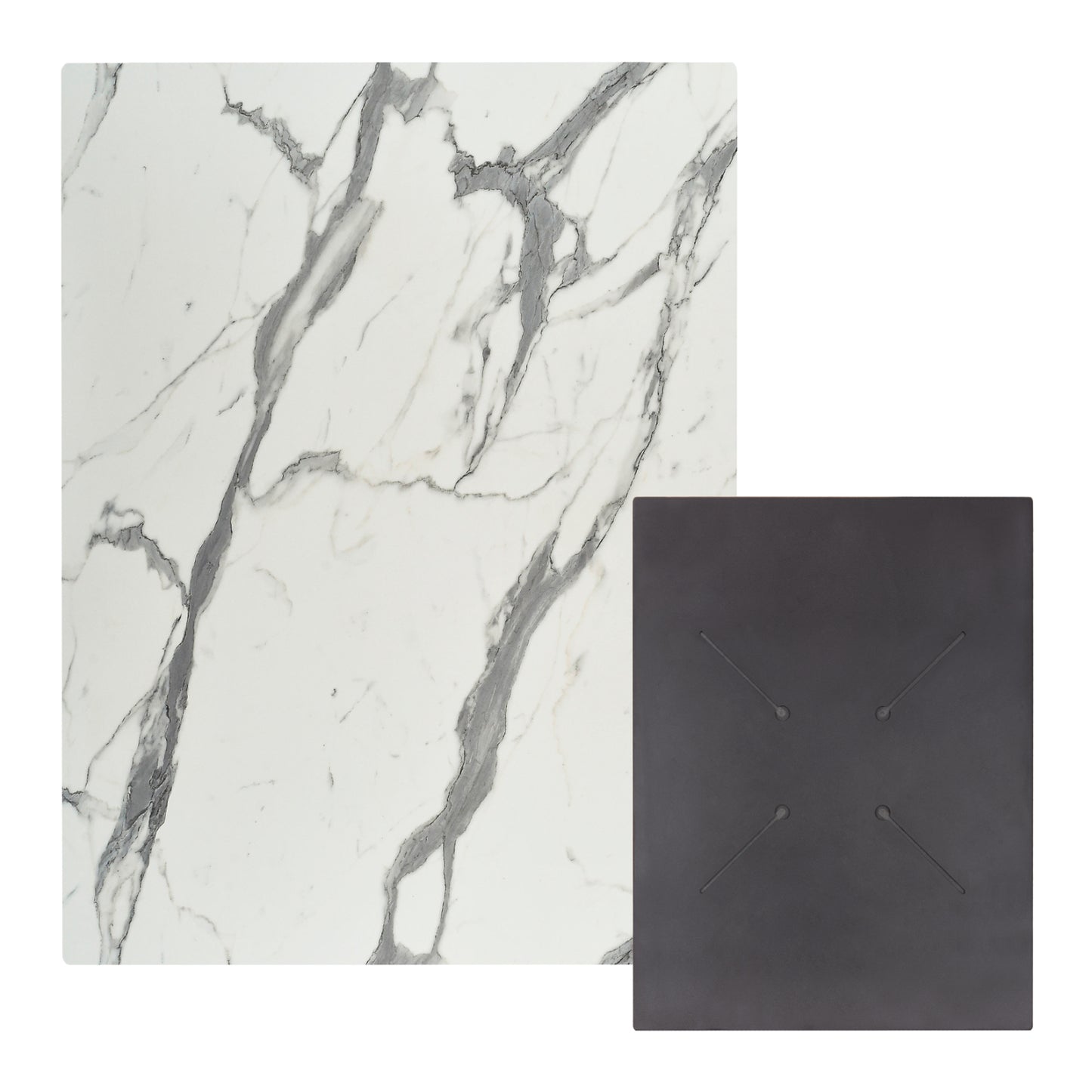 Hpl Tabletop Hm6350.31 Rectangular In White Marble Color 60x80cm