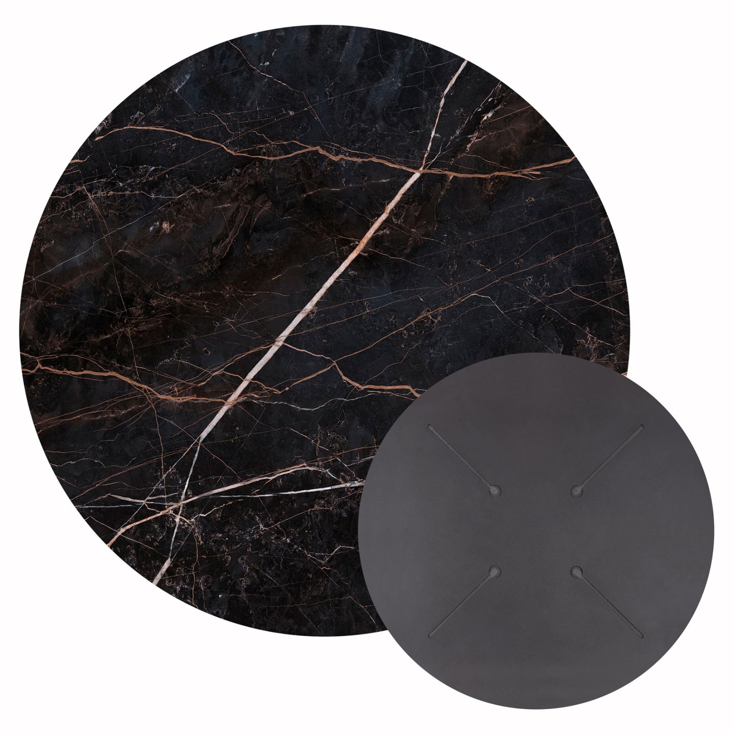 Hpl Tabletop Hm5842.34 Round In Black Marble Φ70cm.