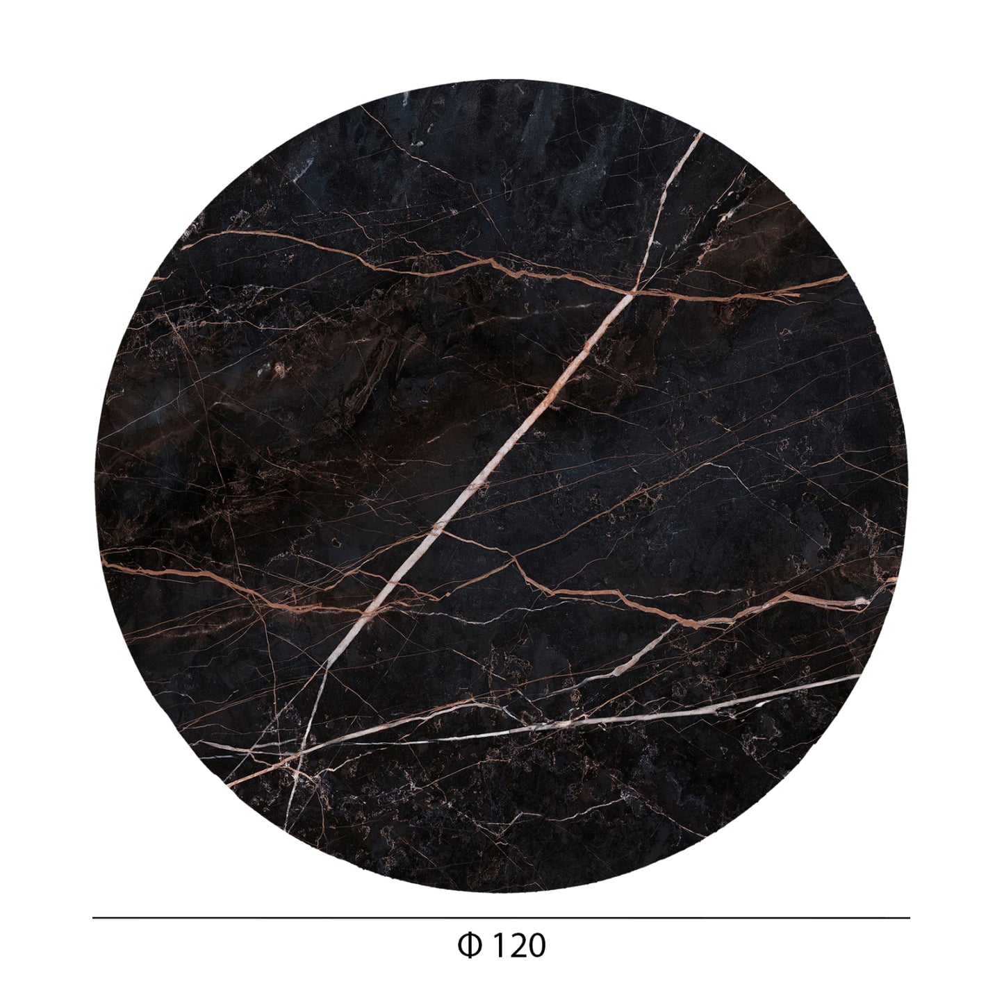 Hpl Tabletop Hm6351.34 Round In Black Marble Φ120cm.