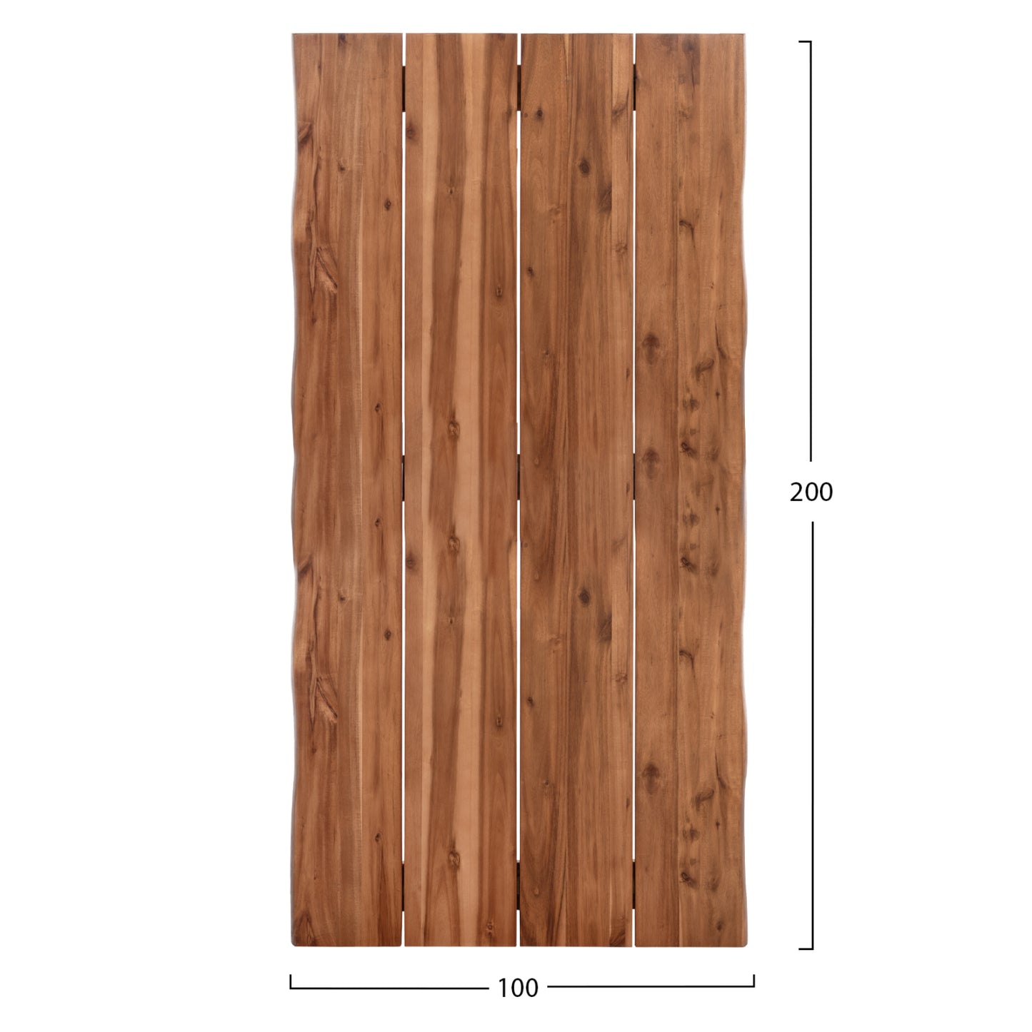 Tabletop Rectangular Hm6303.01 Solid Acacia Wood In Natural Color--200x100x3.5 (thickness)cm.