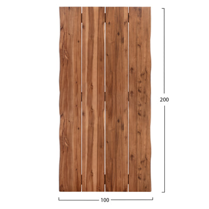 Tabletop Rectangular Hm6303.01 Solid Acacia Wood In Natural Color--200x100x3.5 (thickness)cm.