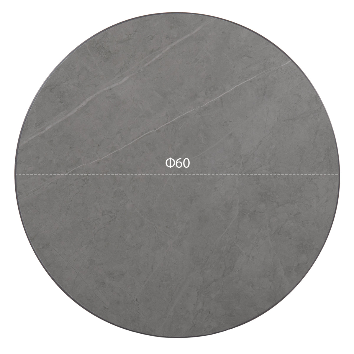Sintered Stone Round Tabletop ΗΜ6652.03 Black Marble--black Alu "ring" Frame Φ60cm.