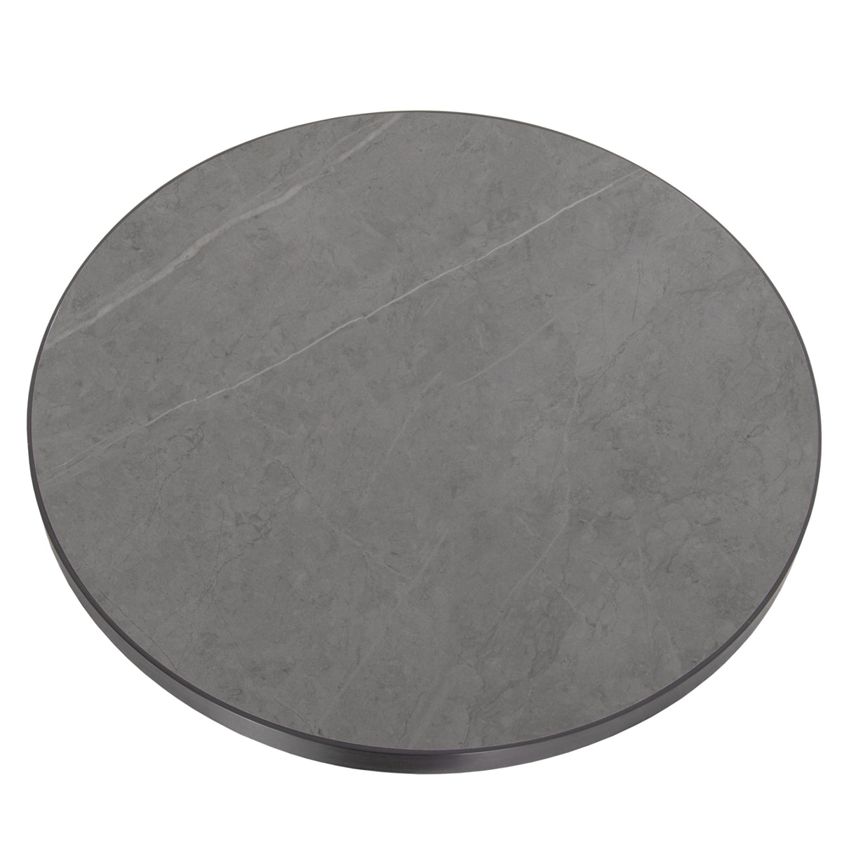 Sintered Stone Round Tabletop Hm6652.02 White Marble--black Alu "ring" Frame Φ60cm.