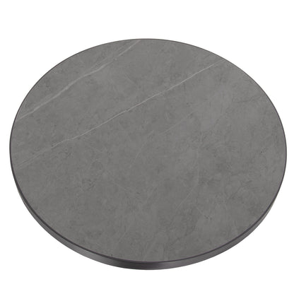 Sintered Stone Round Tabletop Hm6652.02 White Marble--black Alu "ring" Frame Φ60cm.