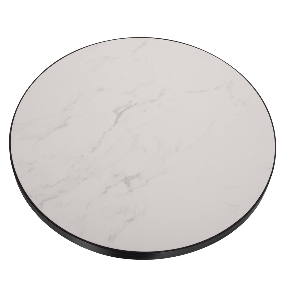 Sintered Stone Round Tabletop Hm6653.02 White Marble--black Alu "ring" Frame Φ70cm.