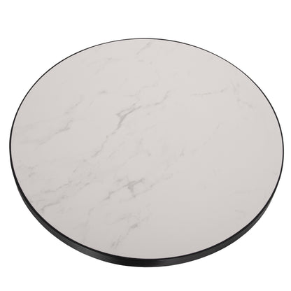 Sintered Stone Round Tabletop Hm6653.02 White Marble--black Alu "ring" Frame Φ70cm.