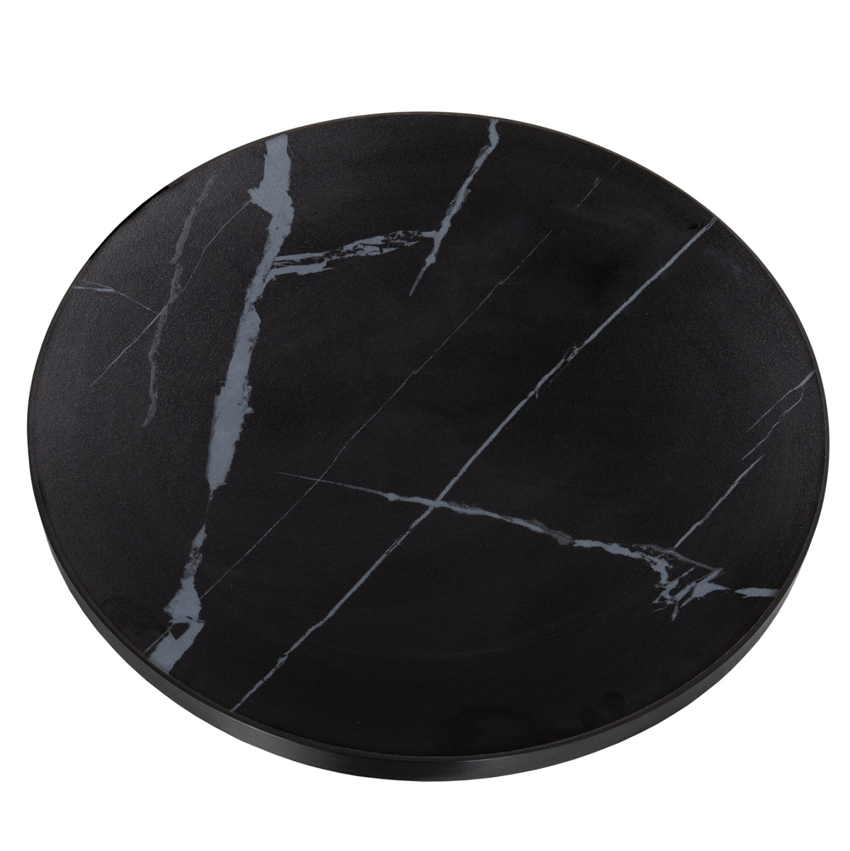 Sintered Stone Round Tabletop ΗΜ6652.03 Black Marble--black Alu "ring" Frame Φ60cm.
