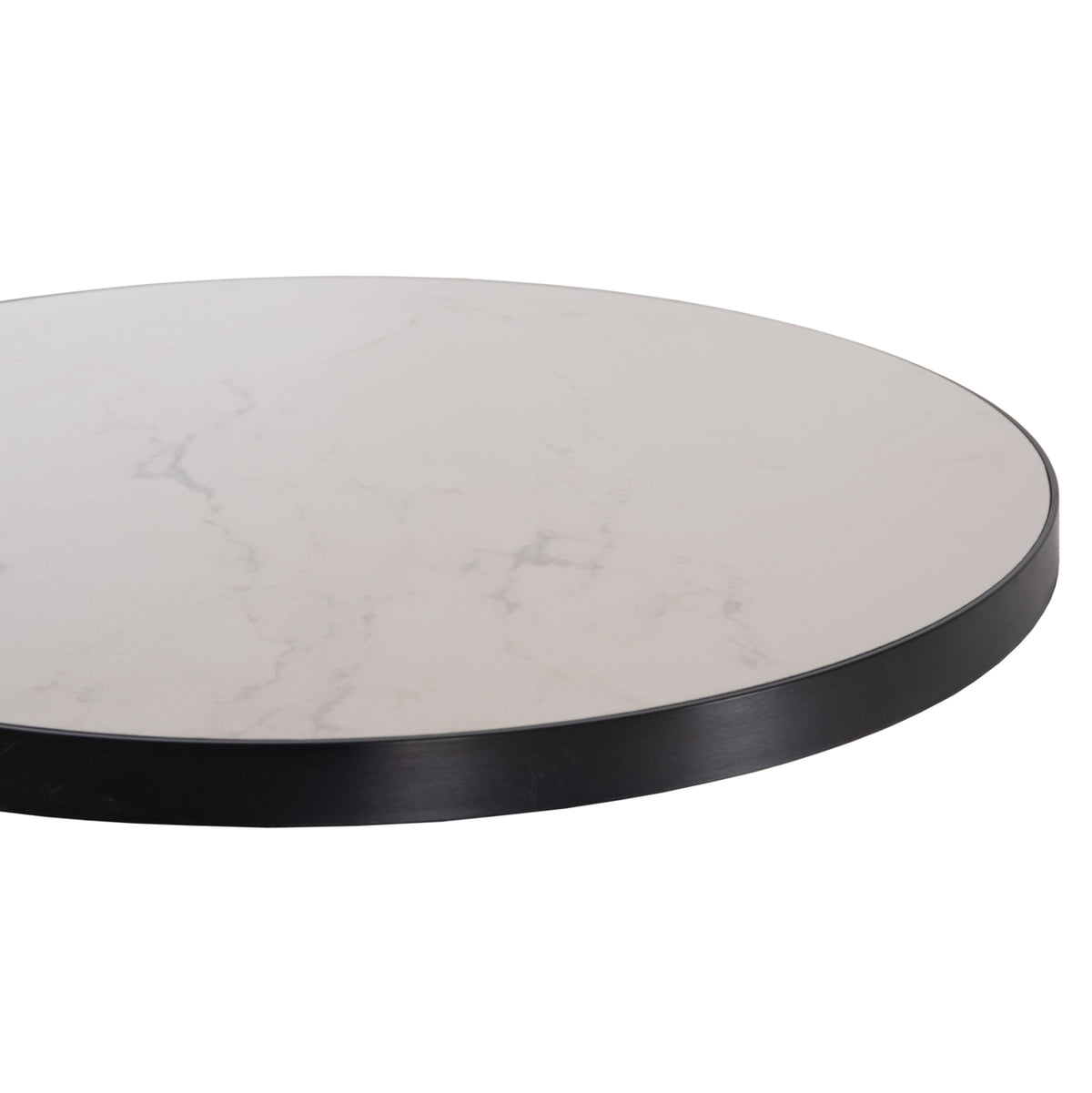Sintered Stone Round Tabletop ΗΜ6652.03 Black Marble--black Alu "ring" Frame Φ60cm.