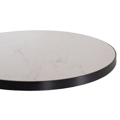 Sintered Stone Round Tabletop ΗΜ6652.03 Black Marble--black Alu "ring" Frame Φ60cm.