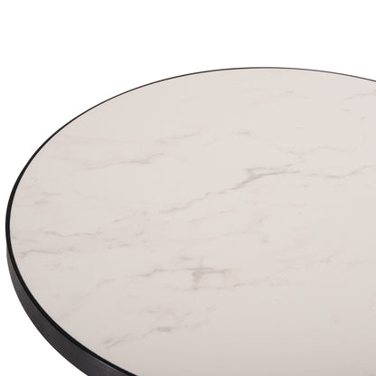Sintered Stone Round Tabletop ΗΜ6652.03 Black Marble--black Alu "ring" Frame Φ60cm.