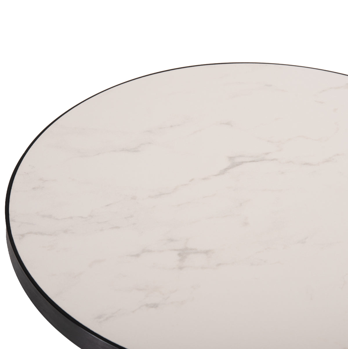 Sintered Stone Round Tabletop Hm6652.02 White Marble--black Alu "ring" Frame Φ60cm.