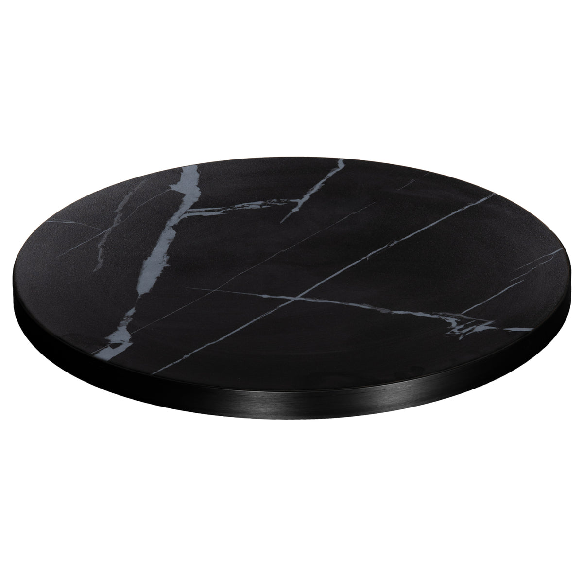 Sintered Stone Round Tabletop ΗΜ6652.03 Black Marble--black Alu "ring" Frame Φ60cm.