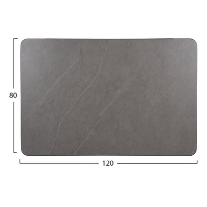 Sintered Stone Rectangular Tabletop Hm6656.05 Grey Marble--grey Alu Frame 120x80cm.