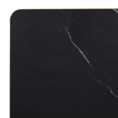 Sintered Stone Rectangular Tabletop Hm6656.13 Black Marble-gold Alu Frame 120x80cm.