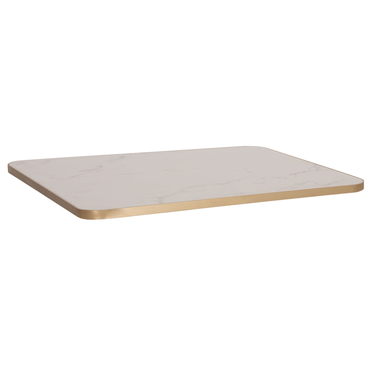 Sintered Stone Rectangular Tabletop Hm6656.12 White Marble-gold Alu Frame 120x80cm.