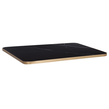 Sintered Stone Rectangular Tabletop Hm6656.12 White Marble-gold Alu Frame 120x80cm.