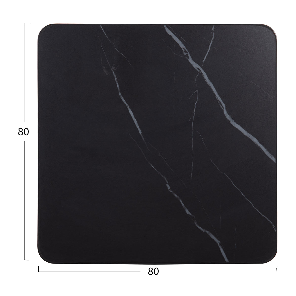 Sintered Stone Square Tabletop Hm6655.03 Black Marble--black "ring" Frame 80x80cm.