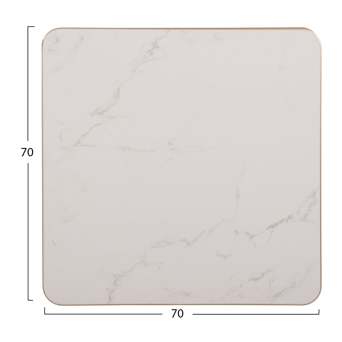 Sintered Stone Square Tabletop Hm6654.12 White Marble--gold Alu "ring" Frame 70x70cm.