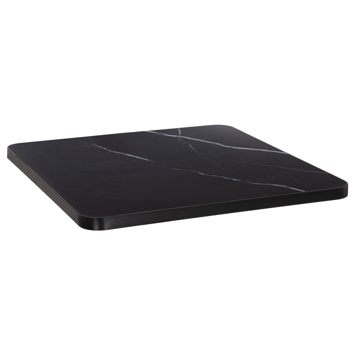 Sintered Stone Square Tabletop Hm6655.03 Black Marble--black "ring" Frame 80x80cm.